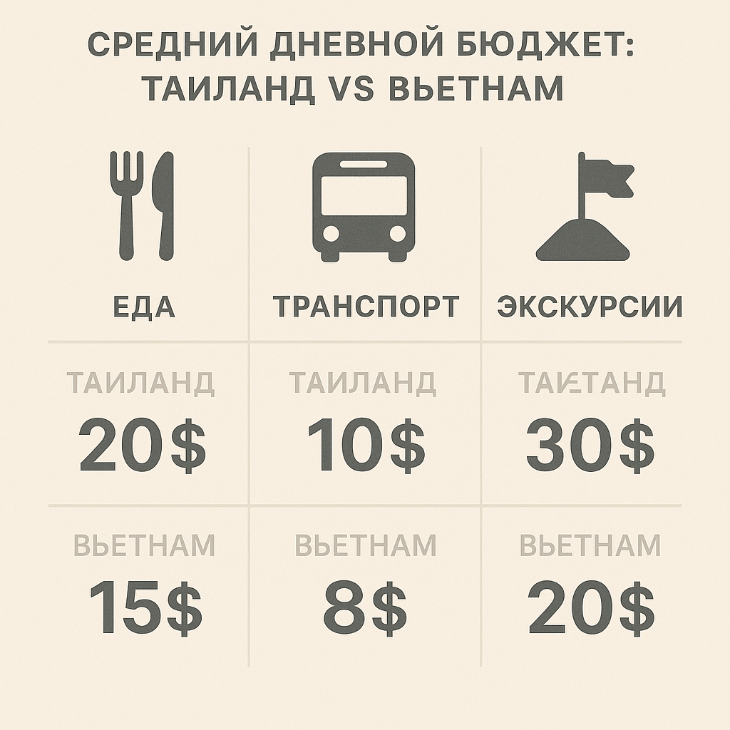 Сравнение бюджета поездки — Вьетнам или Таиланд впервые.