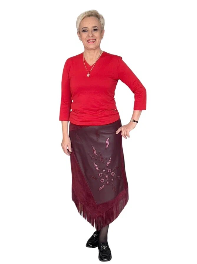 Авторская кожаная юбка "Вишневый блюз". Ателье Ирины Берзиной. 