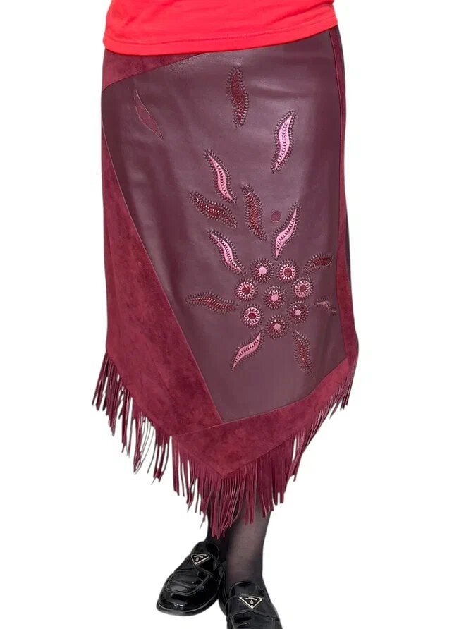 Авторская кожаная юбка "Вишневый блюз". Ателье Ирины Берзиной. Смотри галерею.