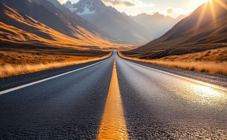 Отремонтированная дорога. Фото: сгенерировано с помощью нейросети "Алиса", "Атмосфера"