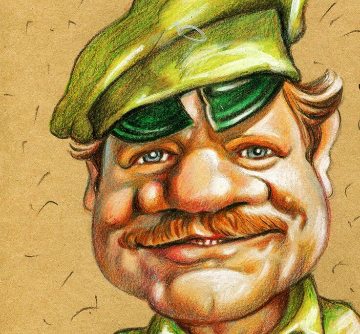 ШАРЖ ОТ ХУДОЖНИКА-КАРИКАТУРИСТА ВАЛЕНТИНА ДРУЖИНИНА / на Михаила Ивановича Пуговкина (настоящая фамилия — Пугонькин) советского и российског актёра театра и кино