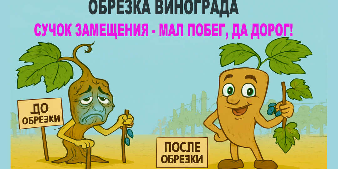 🍇 Сучок замещения на винограде - маленький побег, который решает судьбу рукава. Обрезка на плодовое звено.