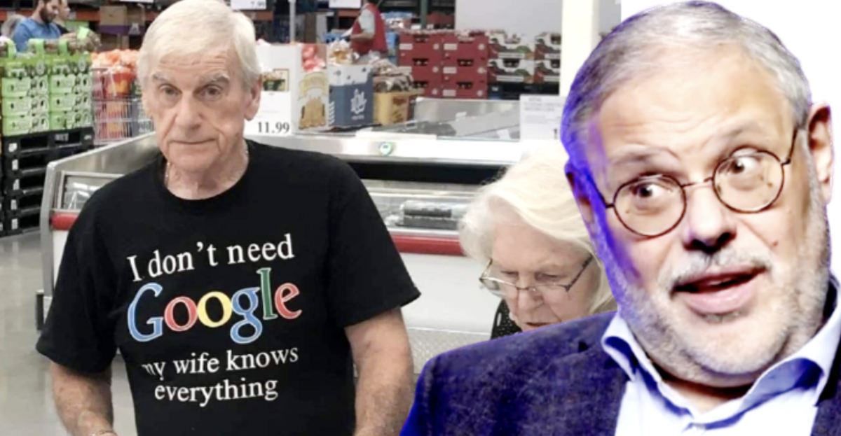 Надпись на футболке: Мне не нужен Гугл. Моя жена знает всё. 