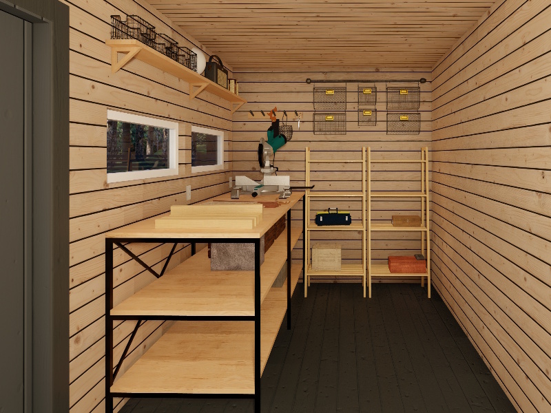 Хозблок-мастерская внутри.