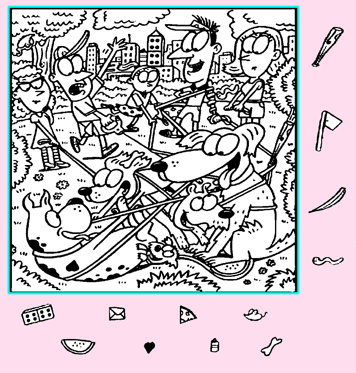 Тест на внимательность: найди биту, флаг, сердце и другие предметы на картинке. Картинка подготовлена автором