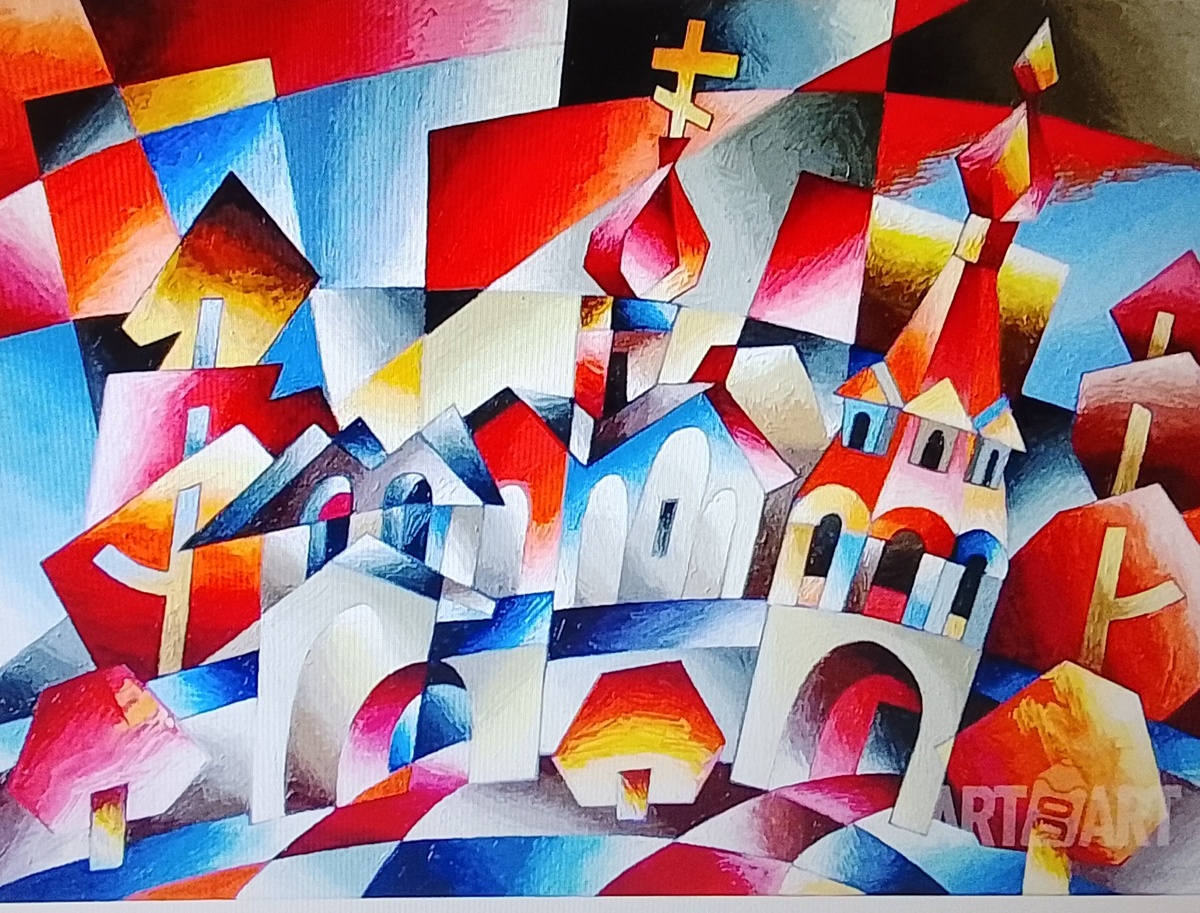 ,, Красная церковь ,, А. Саратов . 50 х 70 см. 2019 год. 75 000 рублей.
