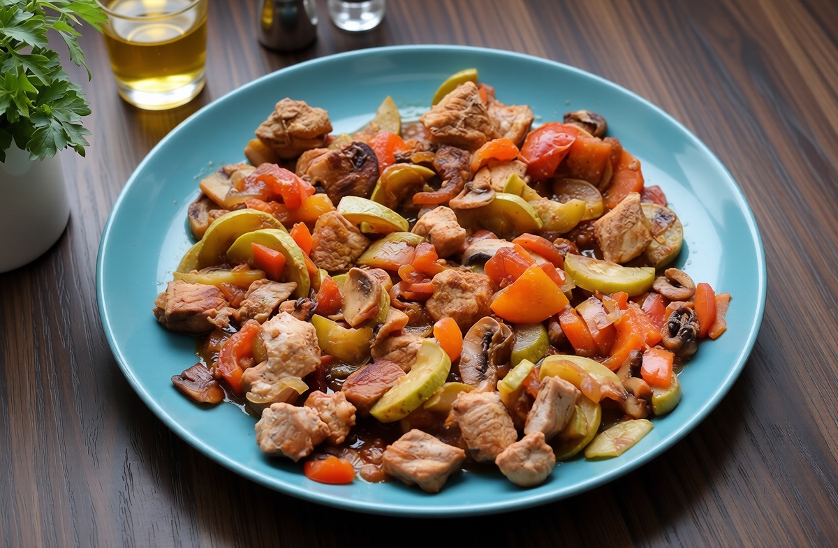 Свинина с овощами. Су-вид сохраняет хруст и сочность