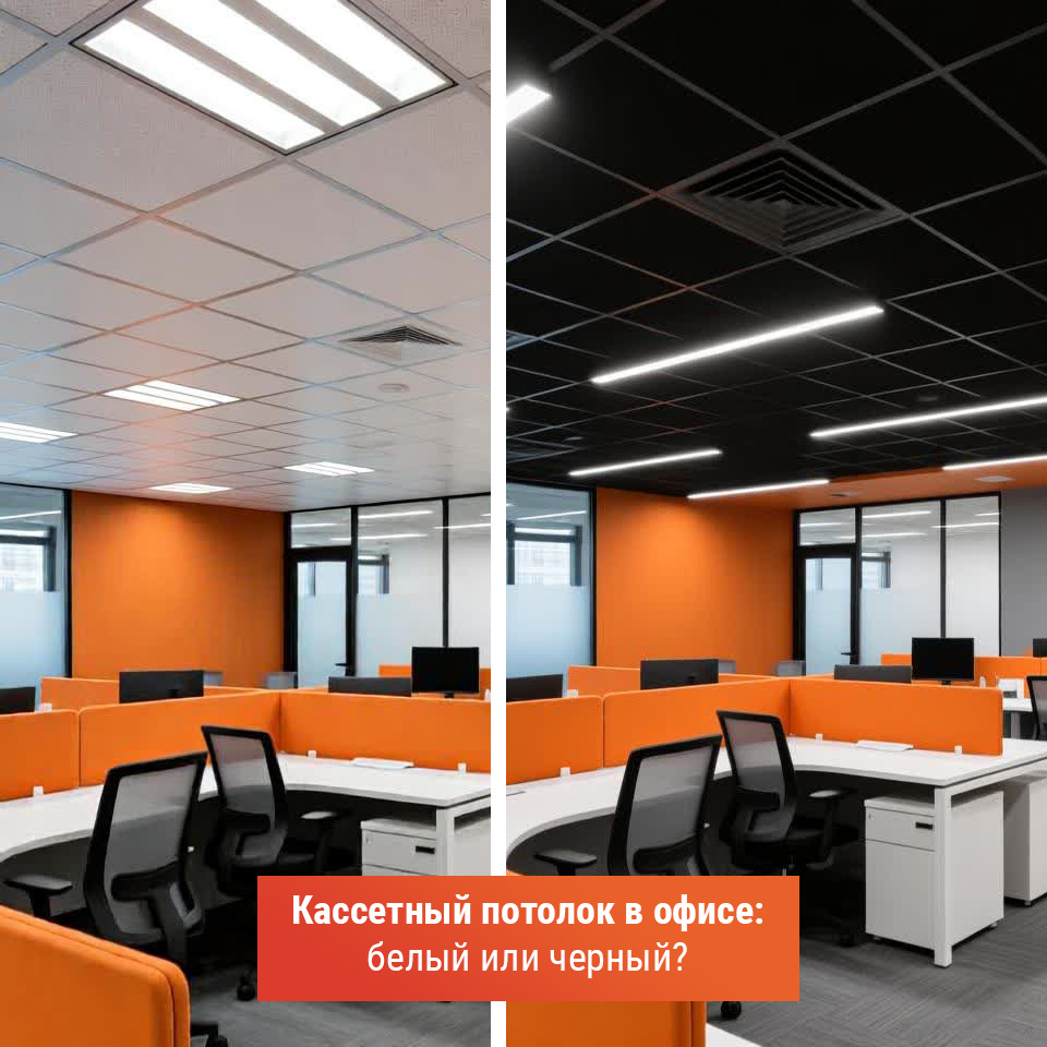 Кассетный потолок черный и белый