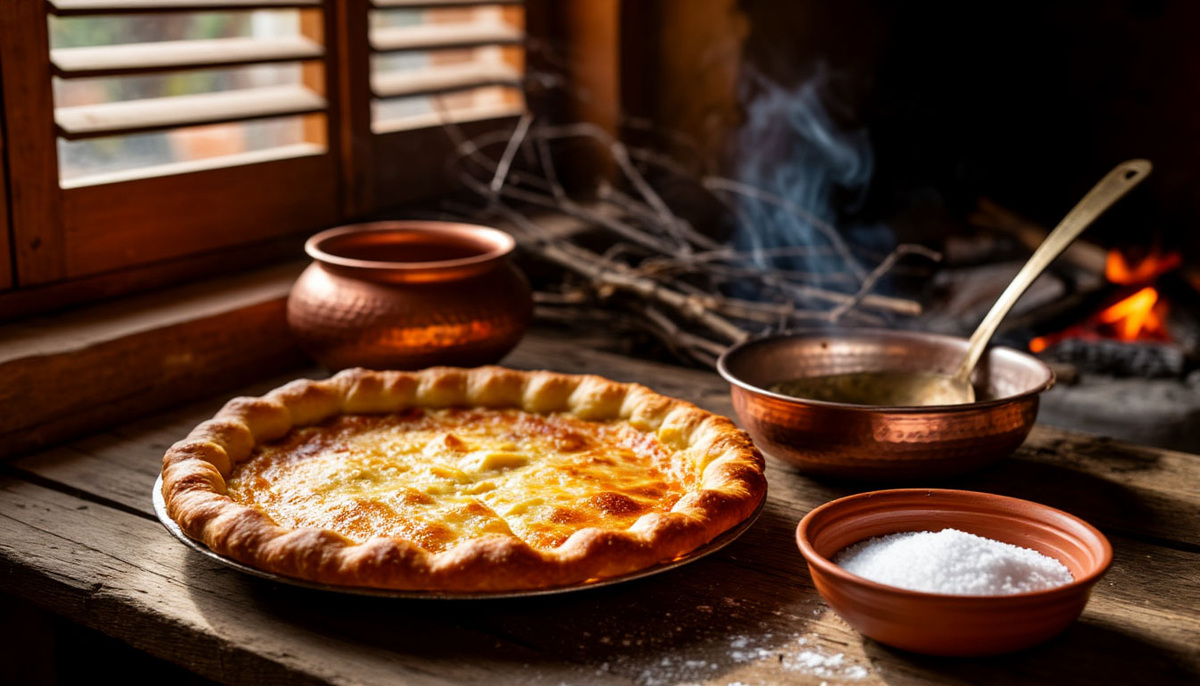 «Вот он — хычин: не лепёшка, а ‘хлеб-хранитель’. Пекут каждое утро — и едят до вечера. Соли в начинке нет: сыр ‘сам знает, когда посолить’»