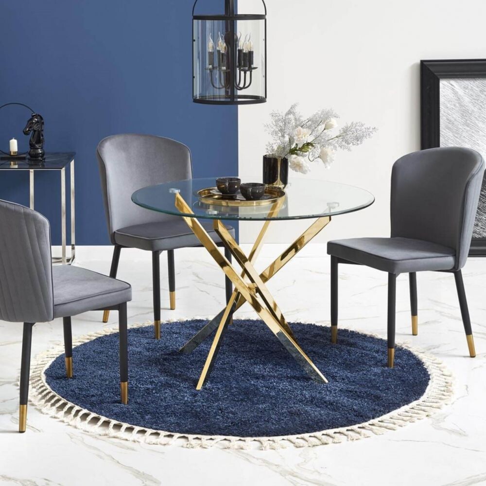 Стол обеденный Halmar RAYMOND (прозрачный/золотой)