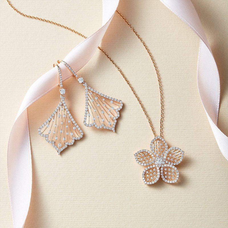 Кулон и серьги Mercury Miss Russia из розового золота с бриллиантами