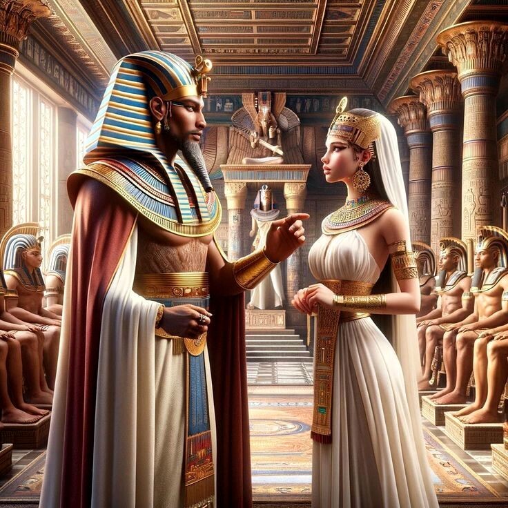 Фараон Аменхотеп III и королева Тия.  Изображения взяты из открытых источников.