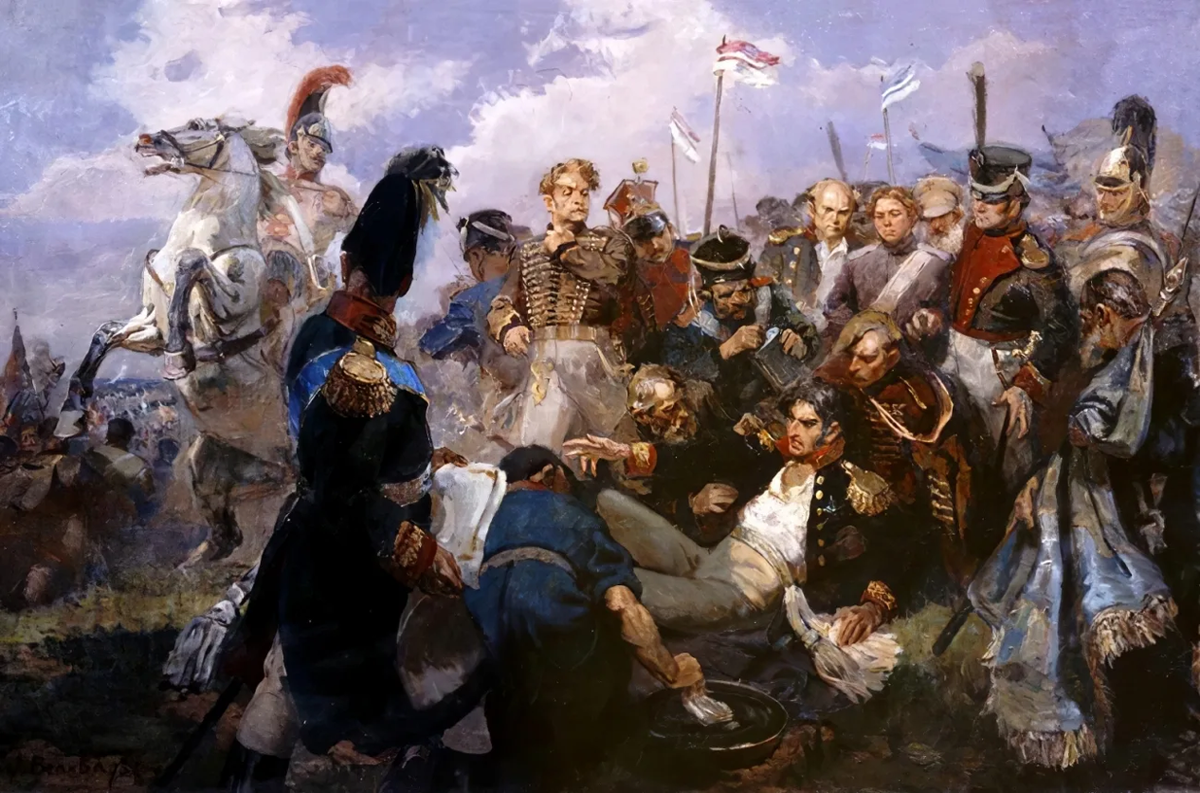 "Смертельное ранение генерала Багратиона на Бородинском поле", карт. А. Вепхвадзе, 1948 г.