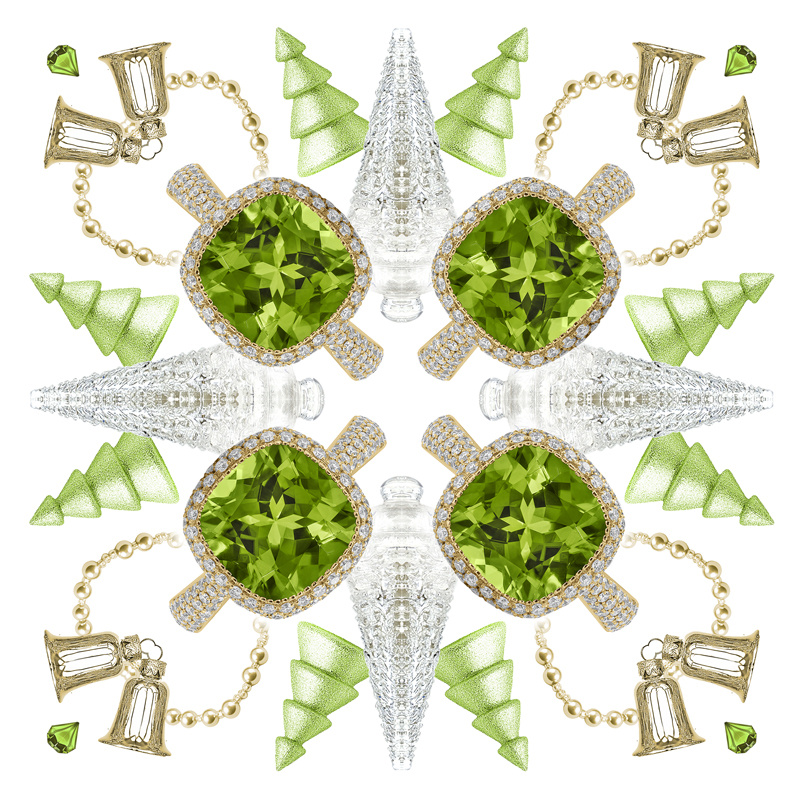 На фото: кольцо Mercury Bonbons из желтого золота с бриллиантами и перидотом