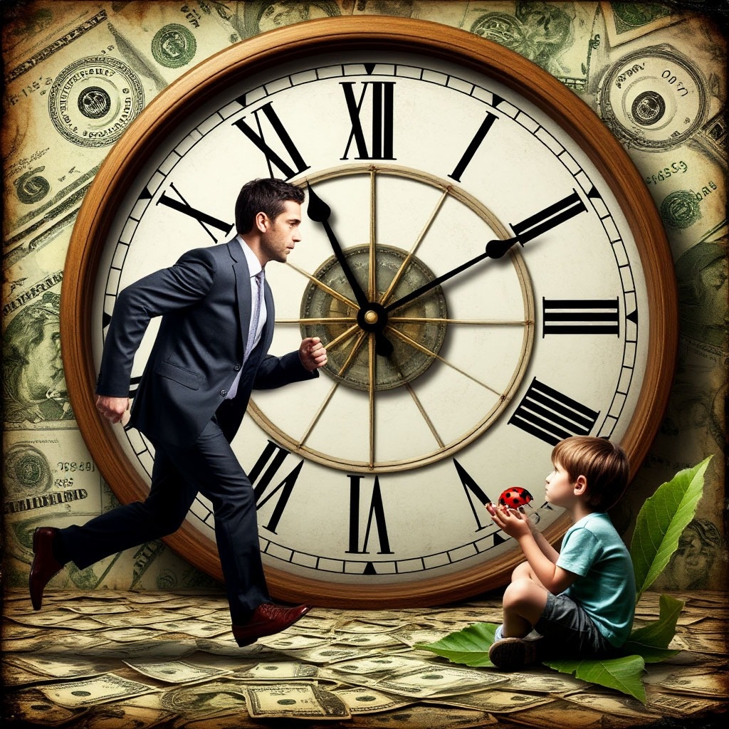 Взрослый - это ребёнок, которому внушили и навязали иные ценности, нежели чувства и ощущения, приключения и исследования. Такие "взрослые" скорее биомашины, бегущие куда-то, неизвестно куда и зачем вообще. 