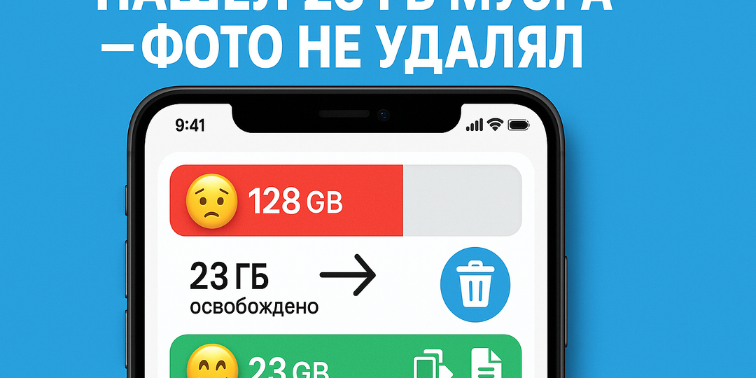 Память телефона закончилась — удалять фото не хотел. Нашёл 23 ГБ мусора в скрытых папках