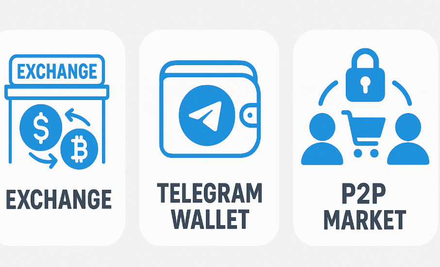 В России TON покупают тремя путями: обменники, Telegram-кошельки и P2P