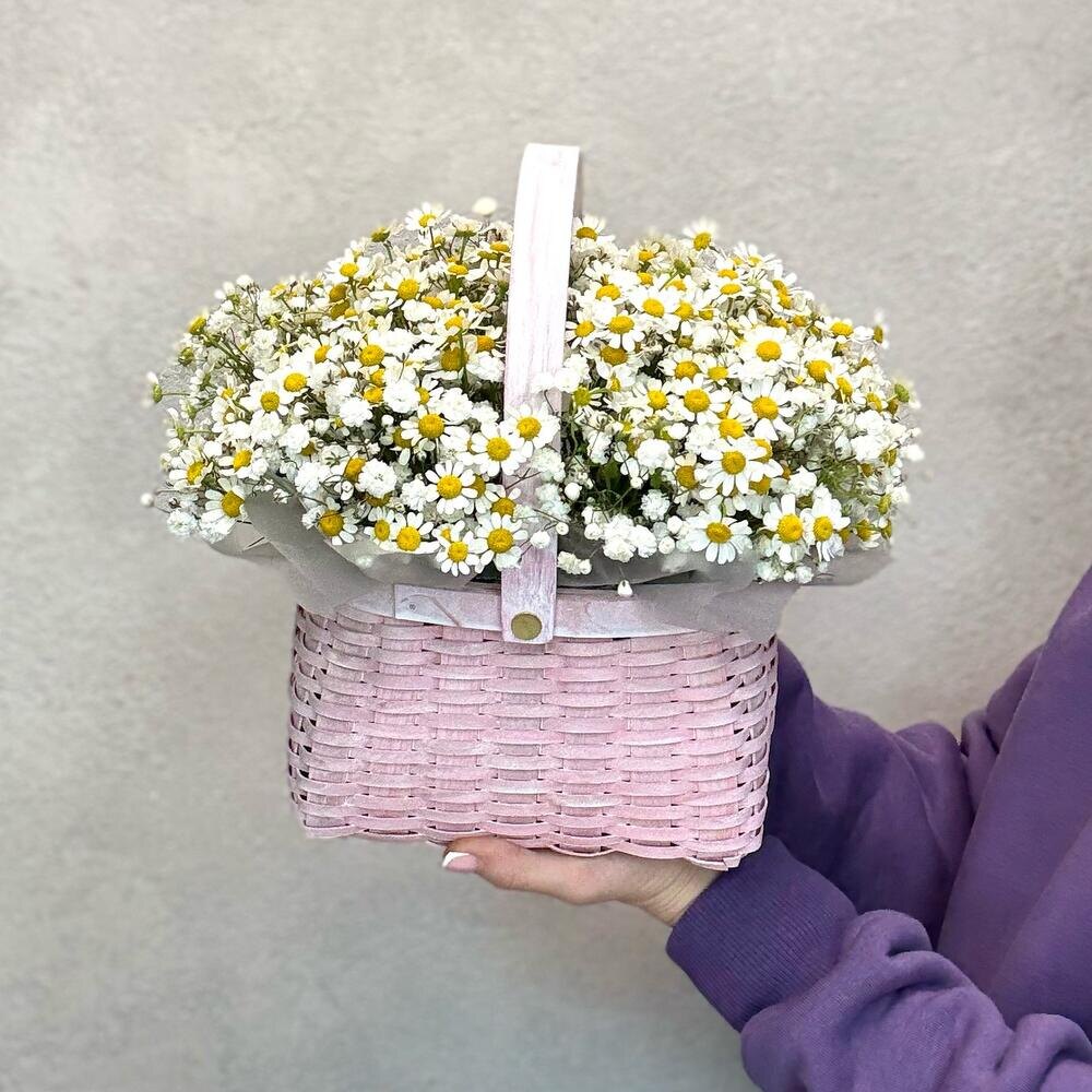 Корзина с ромашками
