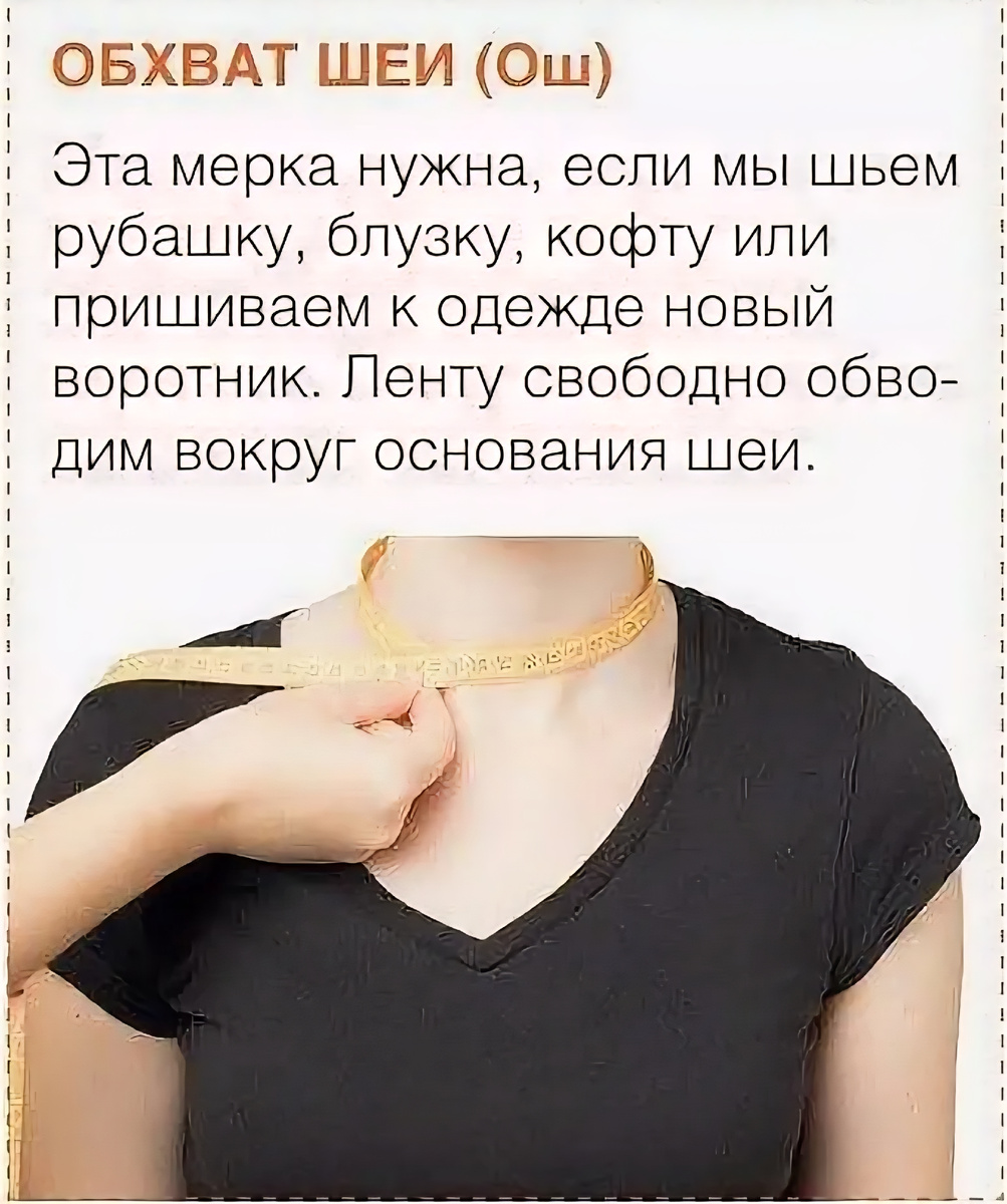 Мерка Обхват шеи