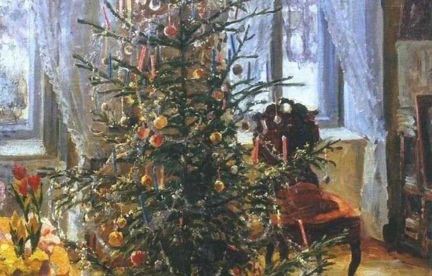 Интерьер с рождественской ёлкой