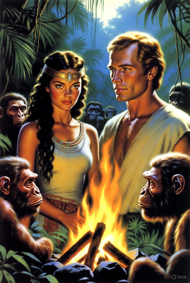 "Мада и Аве на Земле", иллюстрация создана сетью Грок