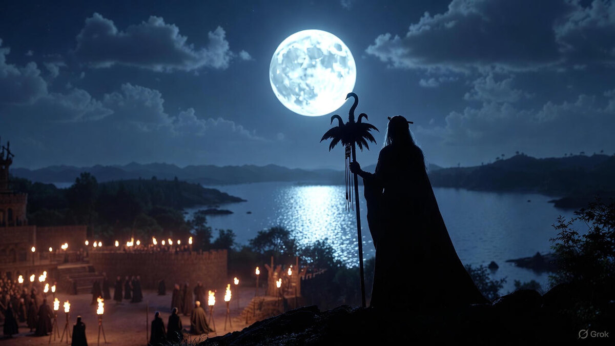 "Верхованая веда рода и Повелительница Звёзд", иллюстрация создана сетью Грок