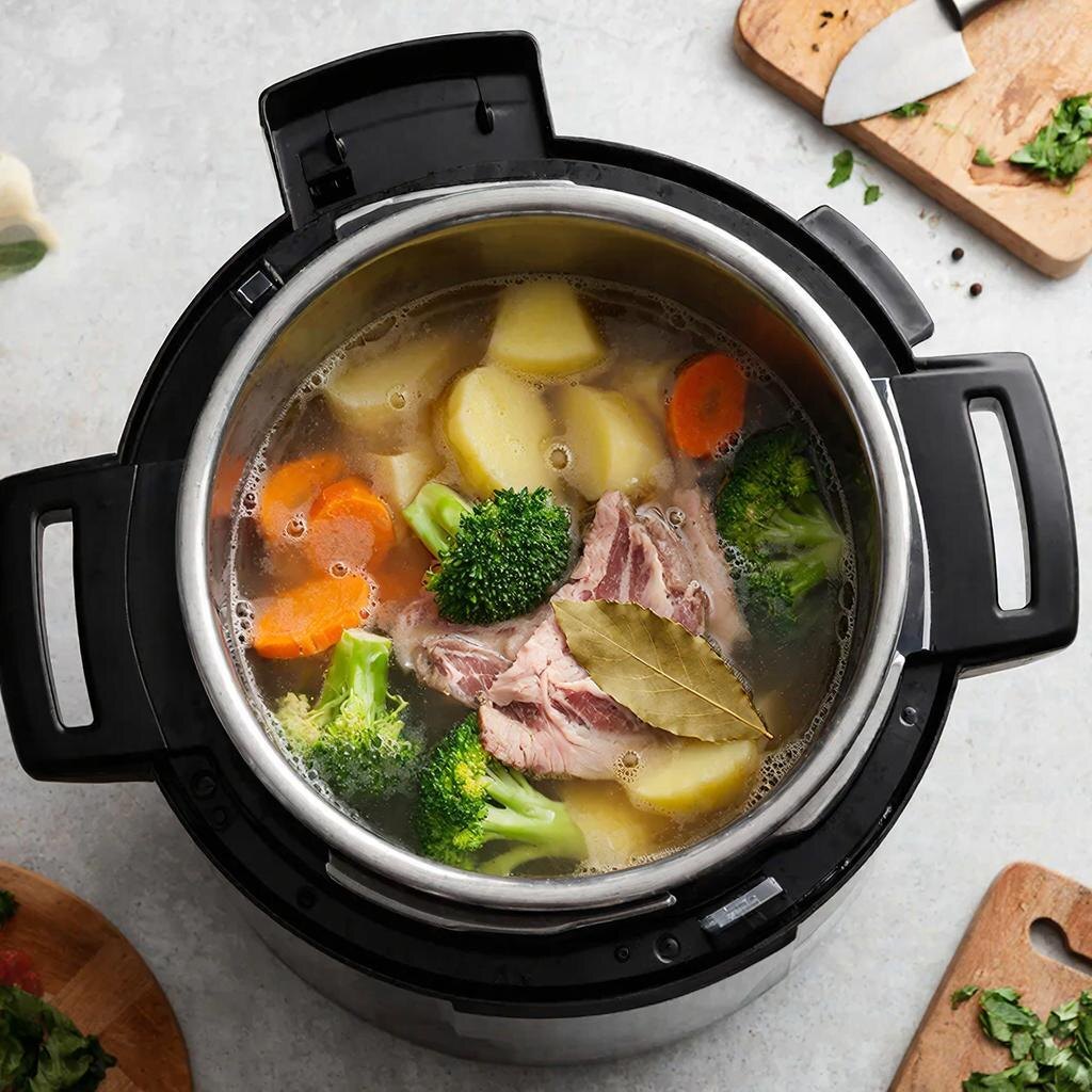 Суп из говядины с картофелем и брокколи в мультиварке