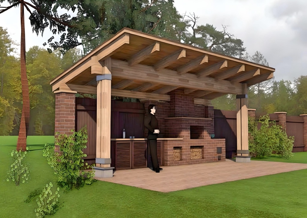 Мангальный комплекс под навесом