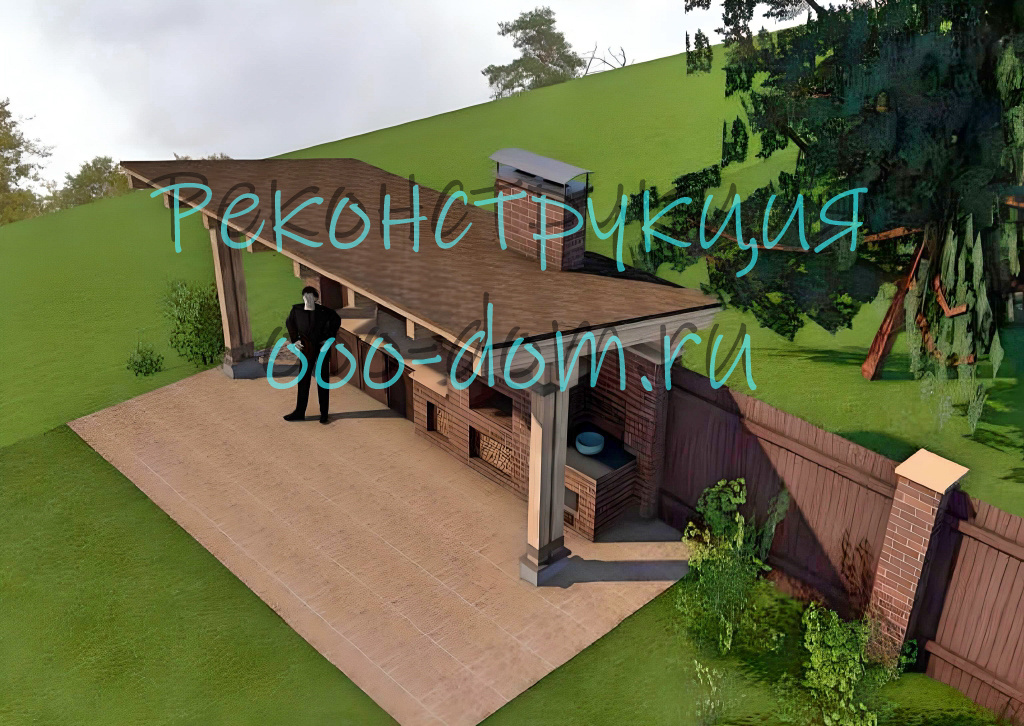 Мангальный комплекс под навесом