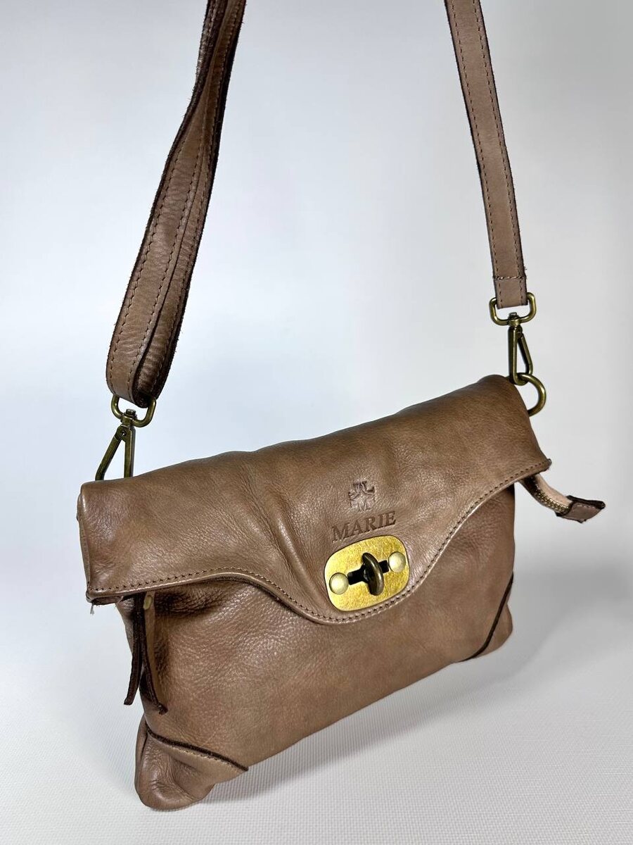 Мини сумка pelle lavata 6881 темно-бежевая