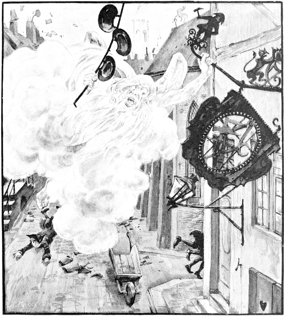 Ханс Тегнер. Иллюстрация к сказке «Буря перемещает вывески»