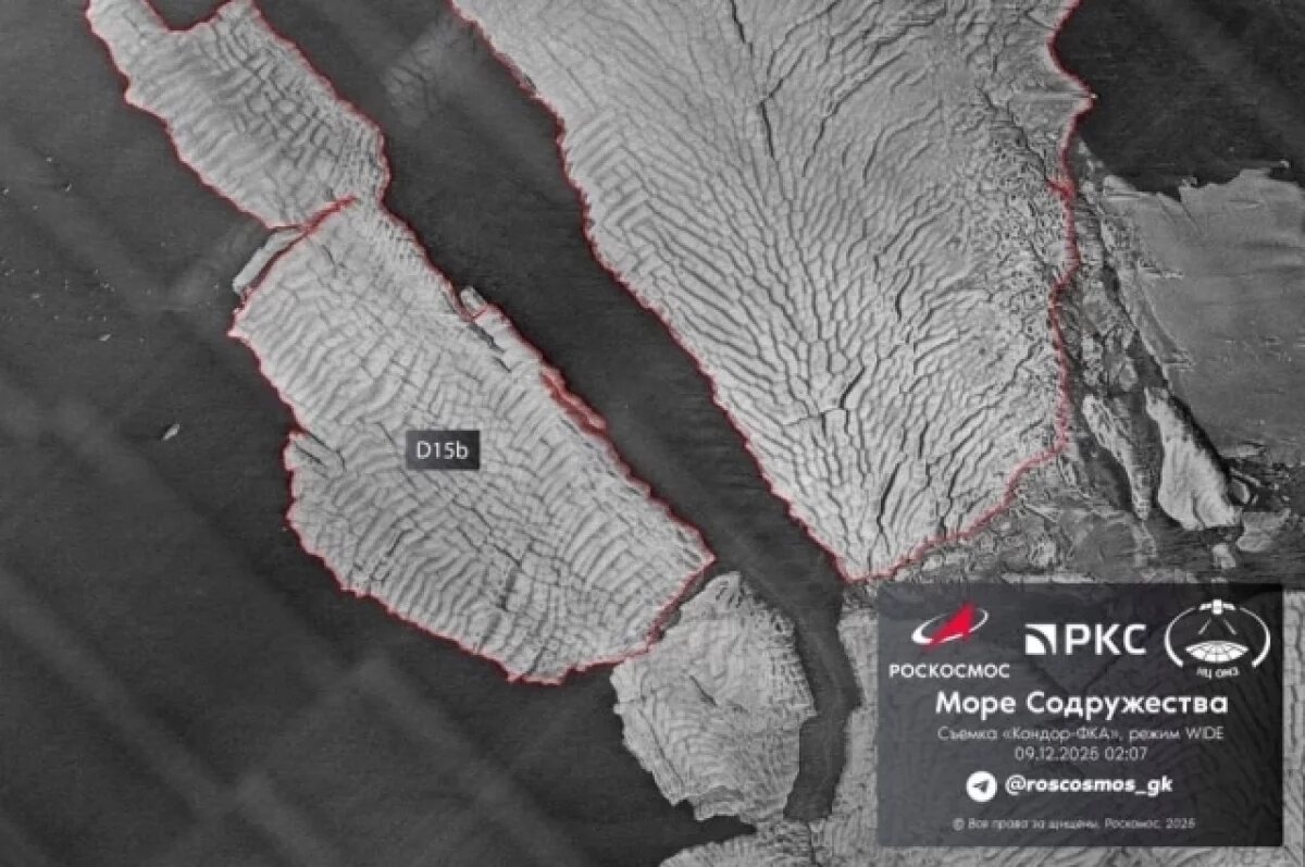    Роскосмос опубликовал очередной снимок крупнейшего айсберга в мире D15A