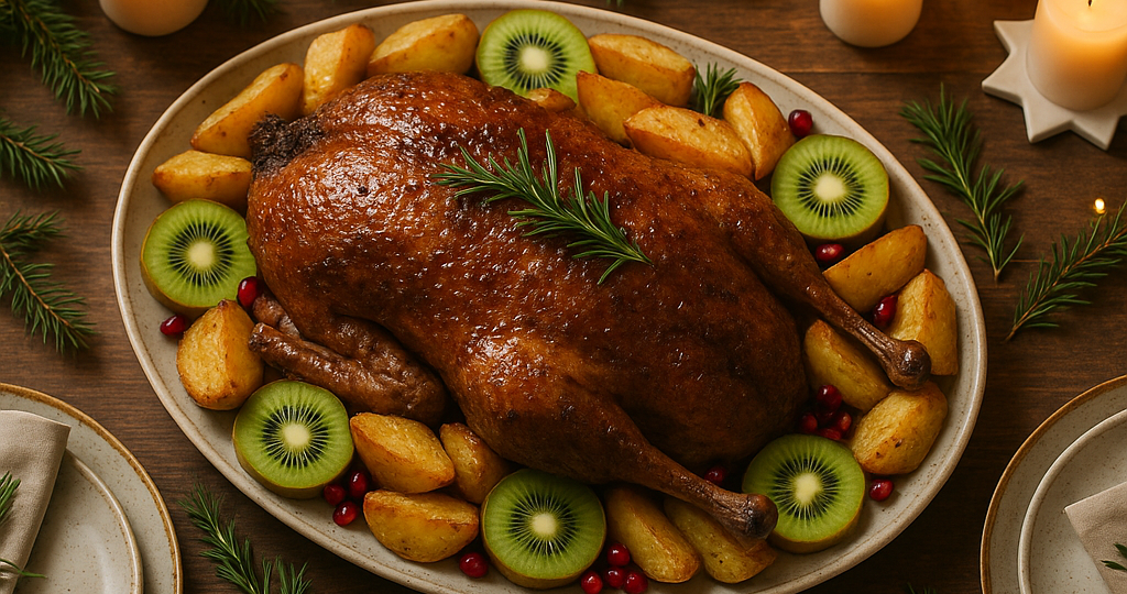 Гусь в маринаде из киви и чернослива: когда хочется праздника, а традиции слегка поднадоели