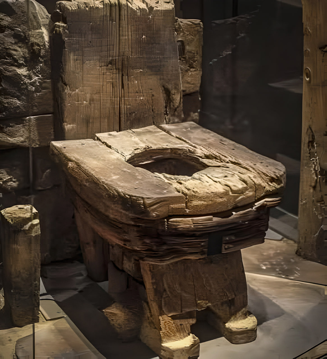 Нужник, опередивший тысячелетие? Его крайне вольную реконструкцию вы видите на фото. Оригинальные остатки «унитаза», по всей видимости, были найдены среди развалин Кносского дворца на Крите. Для своего времени он был по-настоящему прорывным: деревянное сиденье и, внимание, ручной слив. Это примерно в XV веке до н.э. Впрочем, хотя об этом пишут даже исторические издания, включая неплохие англоязычные, есть серьезные сомнения, что унитазы в Кносском дворце действительно существовали. Возможно, это и не «унитазы» вовсе… Думайте.