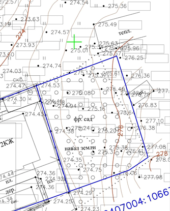 Пример топографической съемки участка с уклоном
