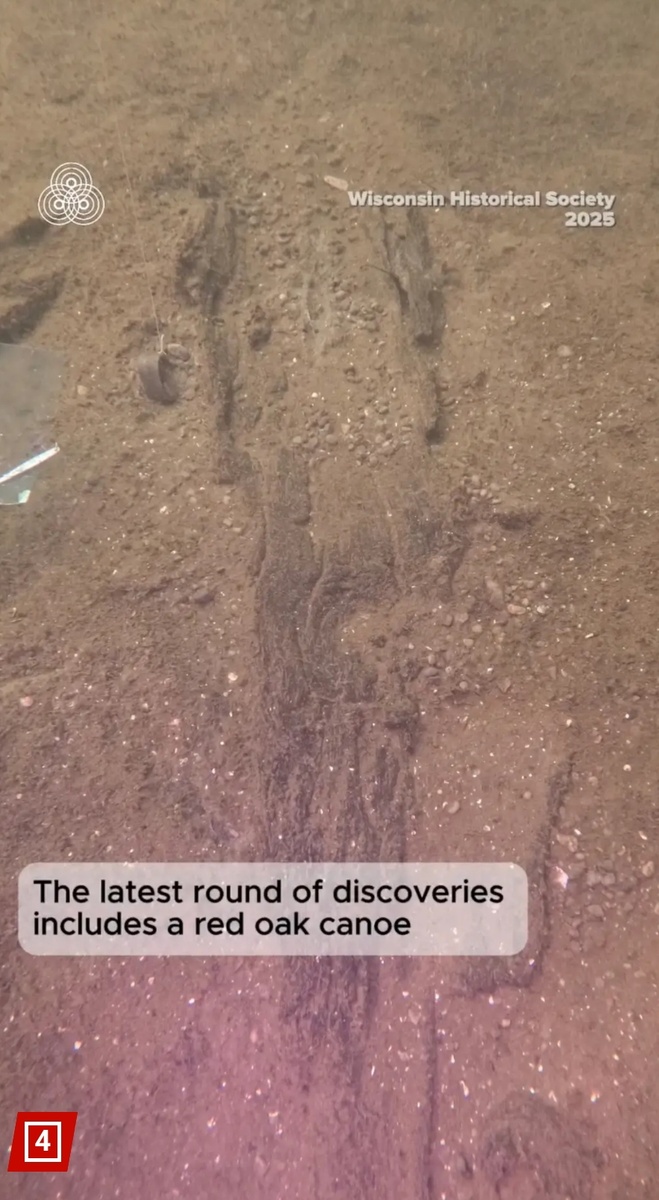 Вид дна озера Мендота, на котором видна лодка из красного дуба.Фото: Историческое общество Висконсина