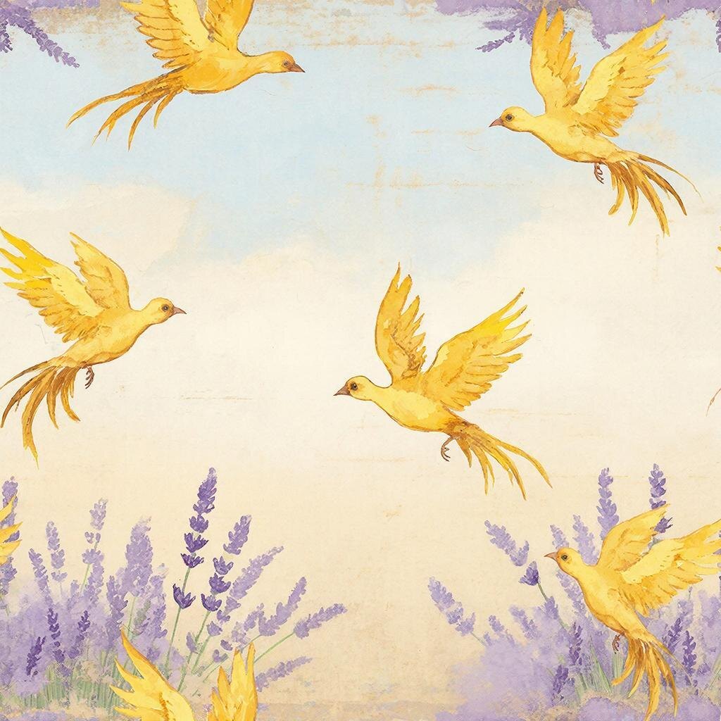 Орнамент с птицами в стиле прованс