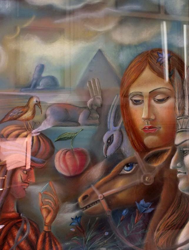 Пузыревский Сергей "Охотник-Тыква покупает лошадь у индейца в Египте"
50х65 бум пастель 2011 г
«Охотник-Тыква» (The Chaser and the Pumpkin) — персонаж аркадной игры в жанре приключения на Хэллоуин.