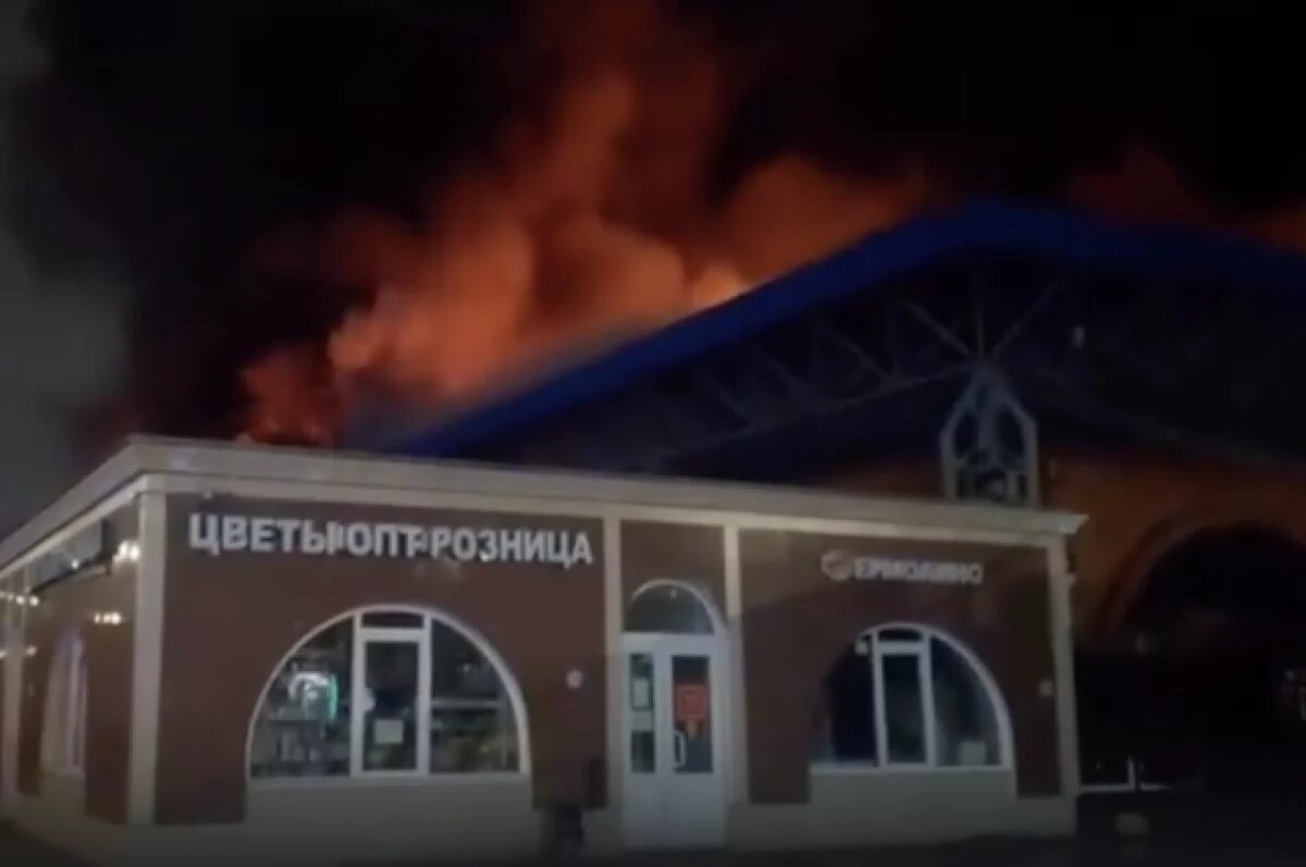    Пожар уничтожил Правобережный рынок в Петербурге