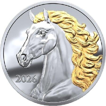 Новогодняя монета «Год лошади (Камерун) - 26» 2026 года от Сбера (реверс). Источник: sberbank.com