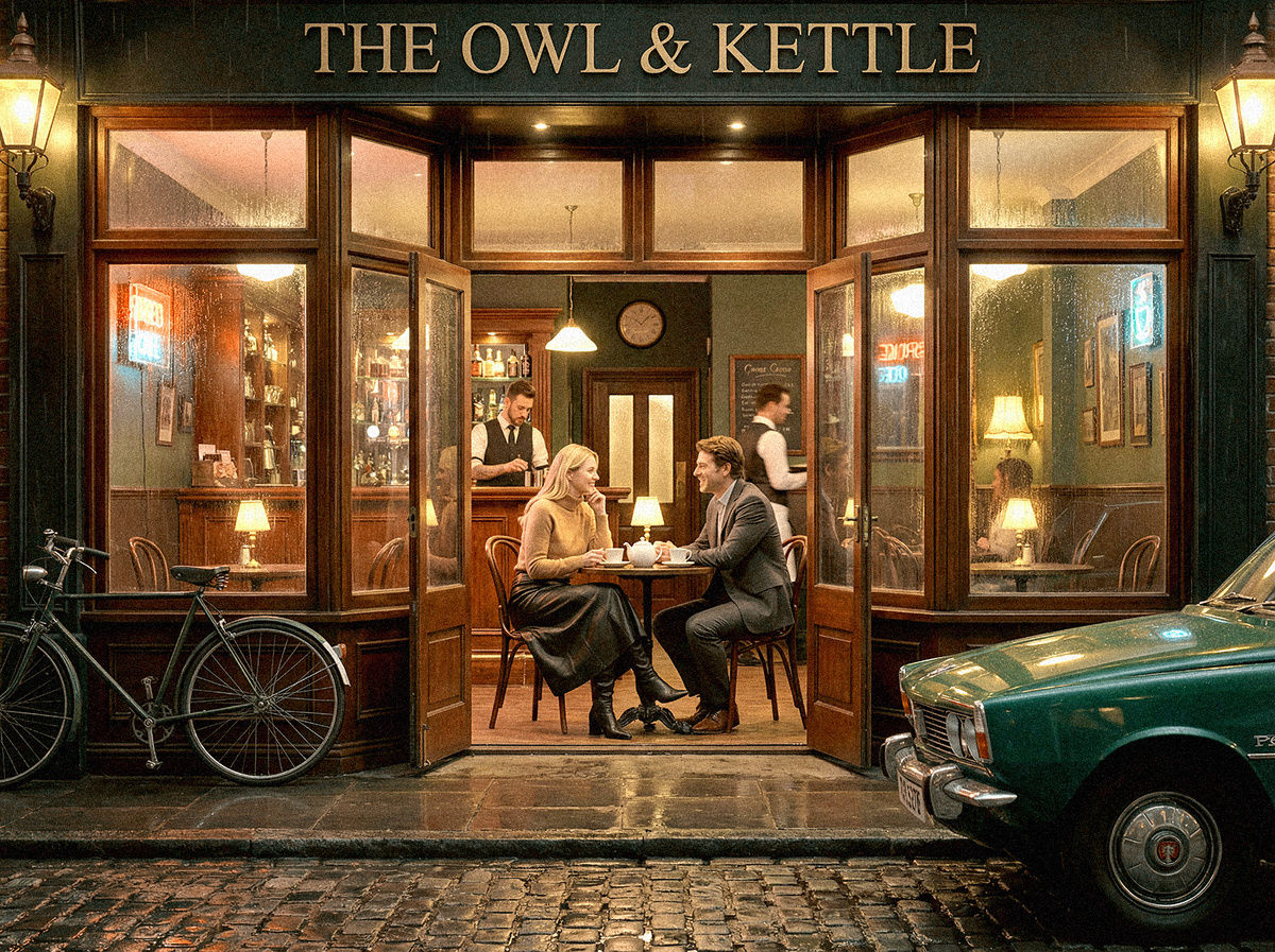 Женщина и мужчина беседуют в кафе