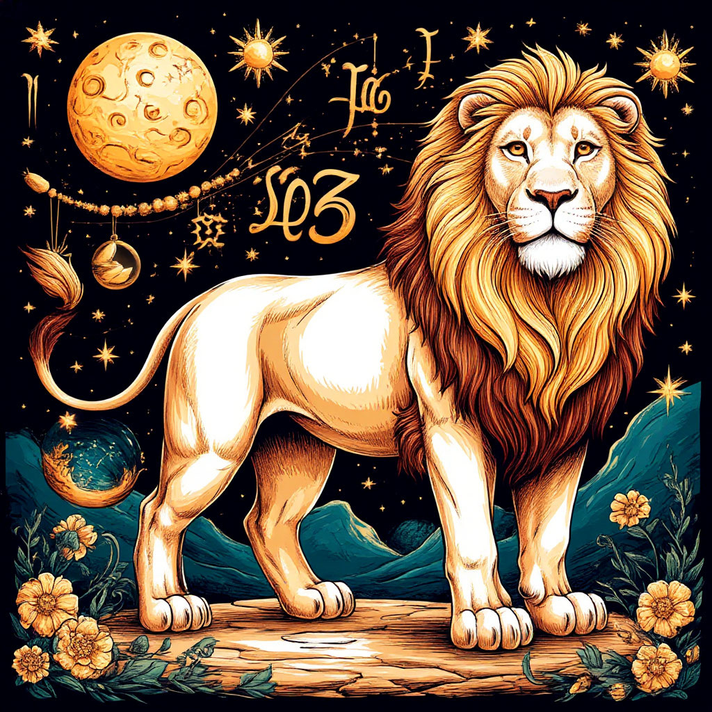 Знак зодиака Лев. Новый год 2026. Изображение сгенерировано ИИ шедеврум
