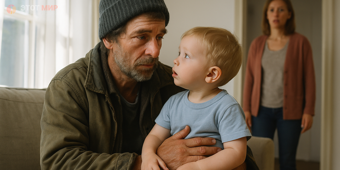 Маленький мальчик плачет и зовет маму за закрытой дверью, пока внутрь не проникает бездомный
