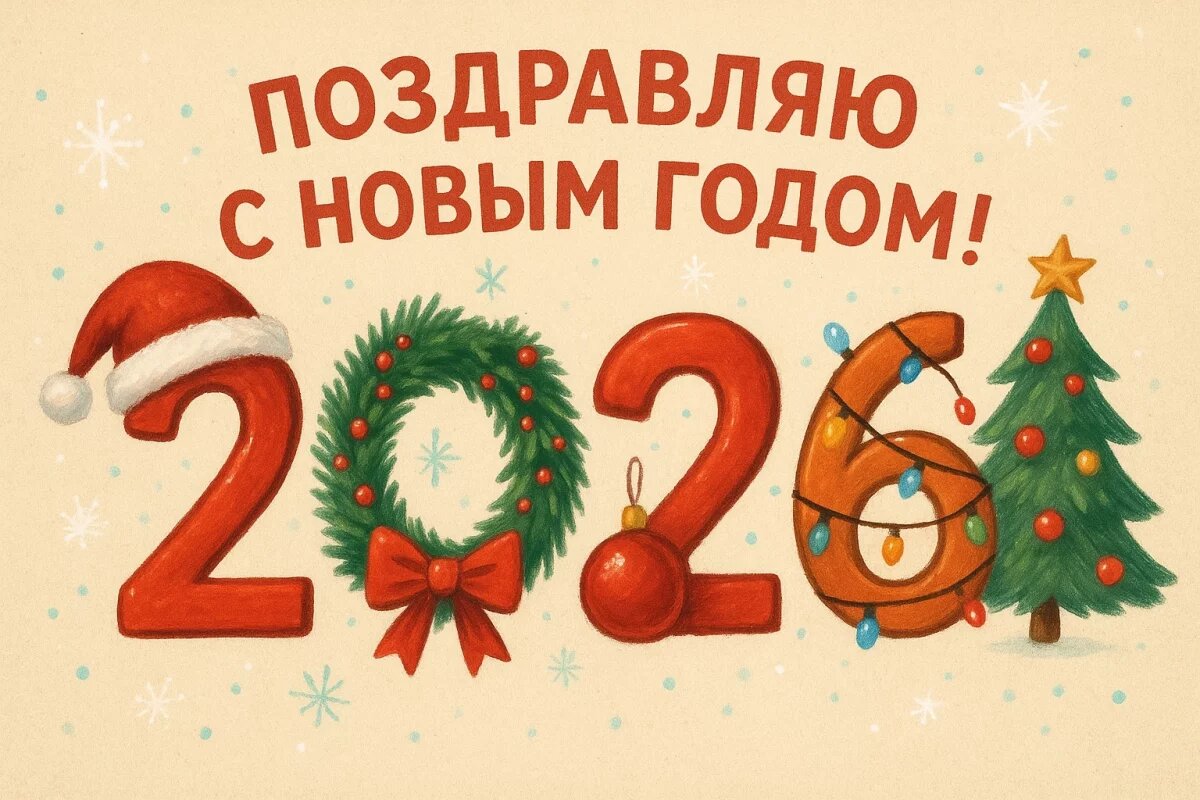    20+ открыток с Новым годом 2026.