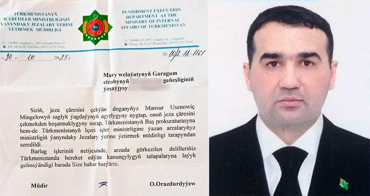 Ответ ДИН МВД; Мансур Мингелов. Фото с сайта turkmen.news