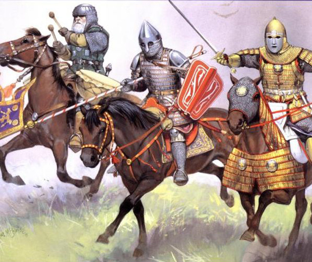 Восточная Русь конца XIV — начала XV века. Кавалерист, конец XIV в. Конный барабанщик, начало XV в. Князь в позолоченных доспехах, конец XIV в.