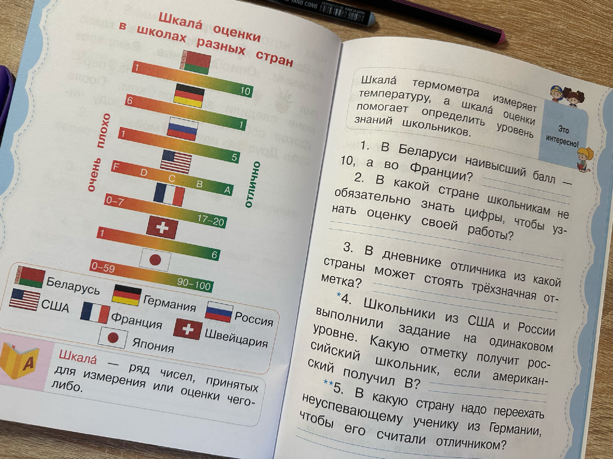 Детям интересно, какие отметки в других странах!