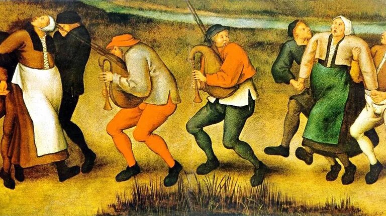 Танцевальная чума, репродукция картины Питера Брейгеля Младшего, созданная по рисункам его отца Питера Брейгеля Старшего | © Getty Images / Pictures from History