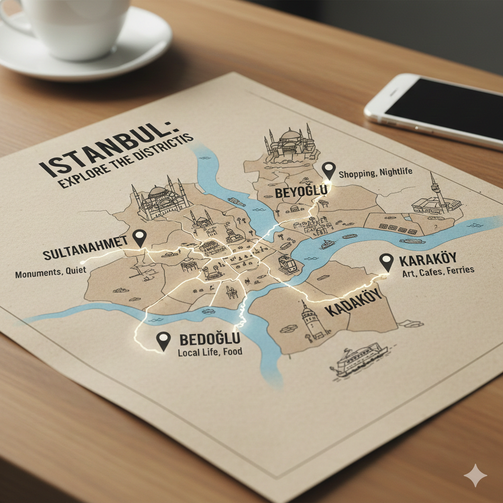 Отели Стамбул. Карта районов Стамбула для туристов.