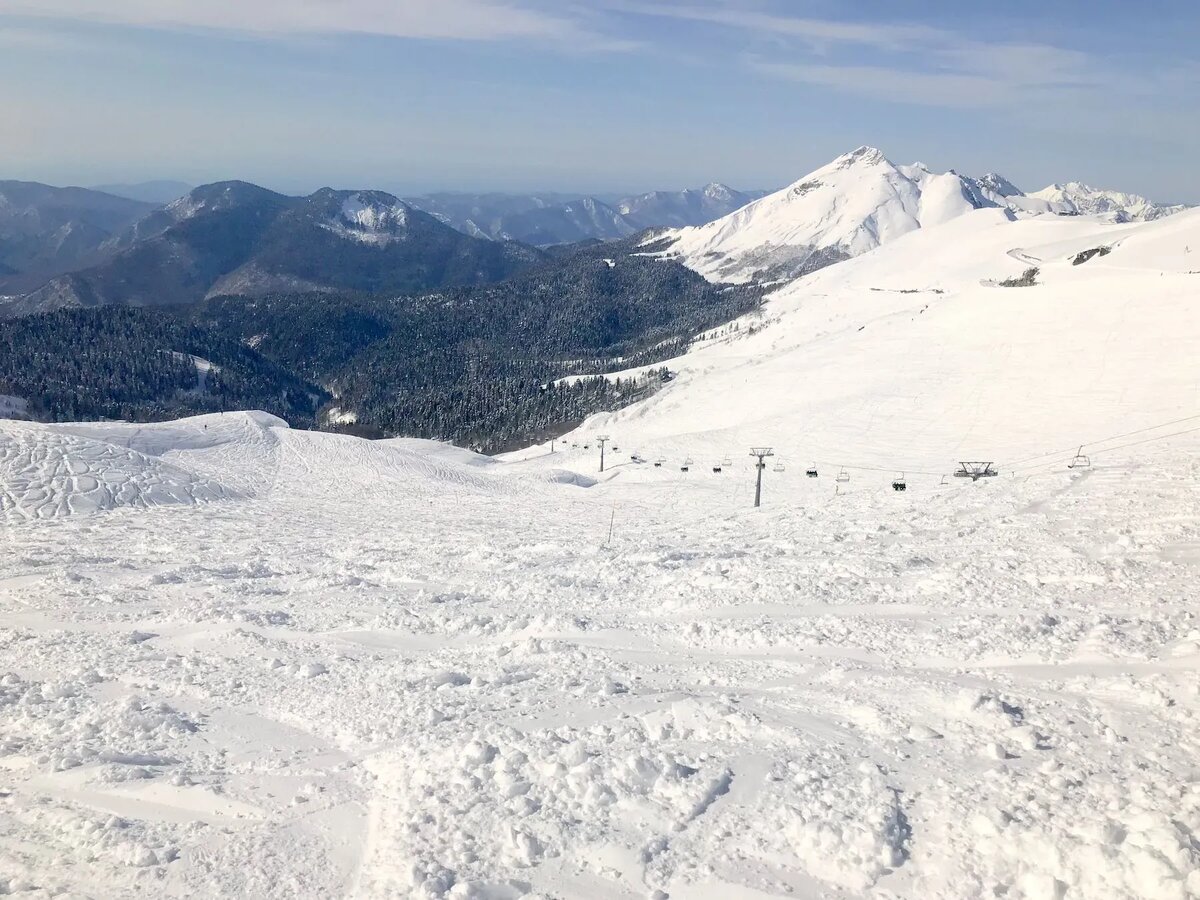     Горнолыжные трассы курорта Роза Хутор. © "Интерфакс". Юлия Батырь